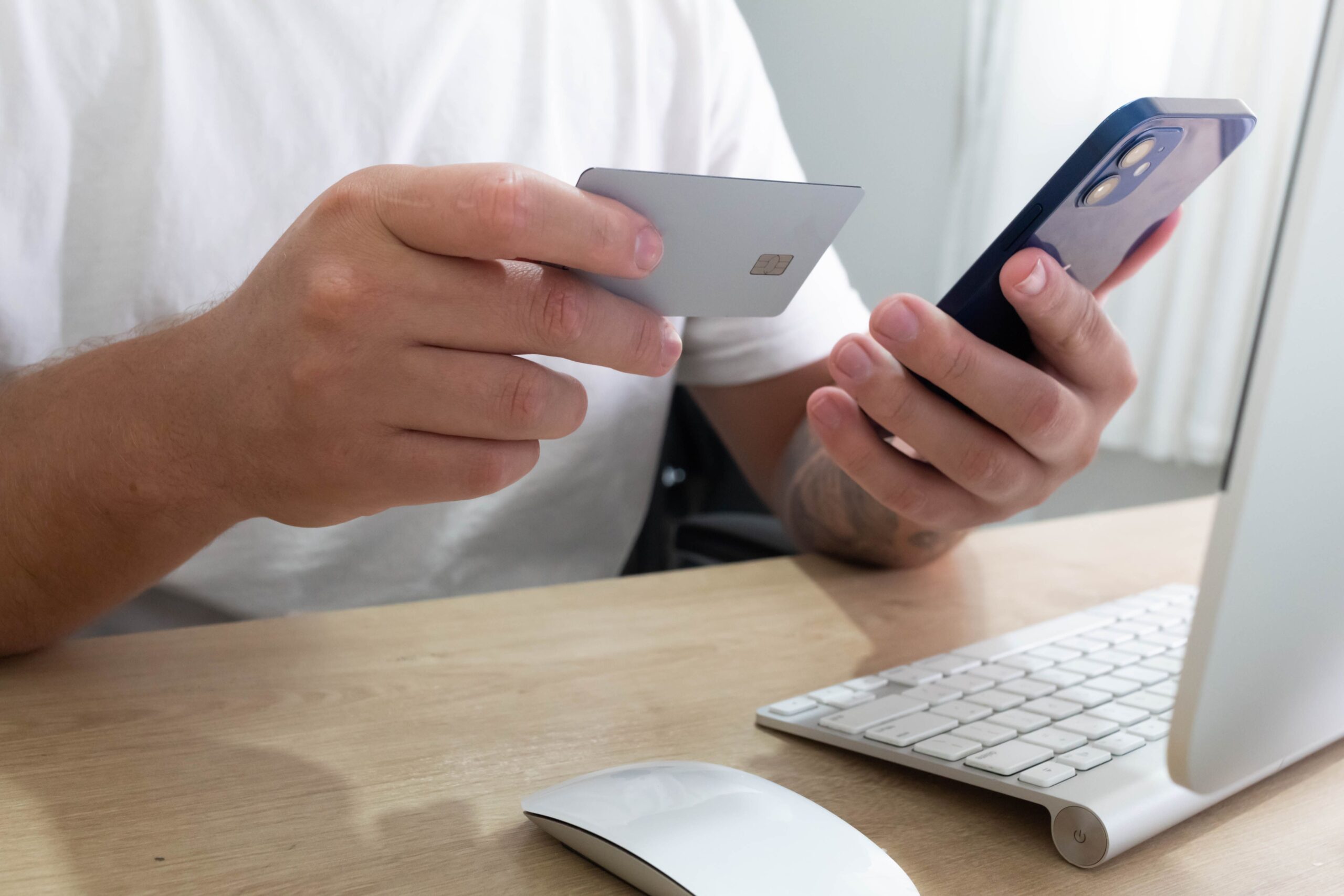 Someone doing online banking on a phone